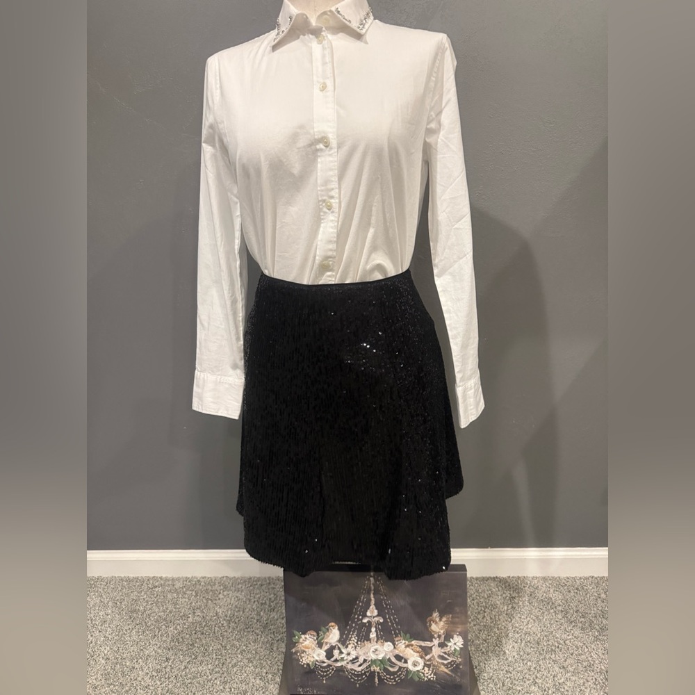 J. Crew Factory White Button Down Shirt with Embellished Collar